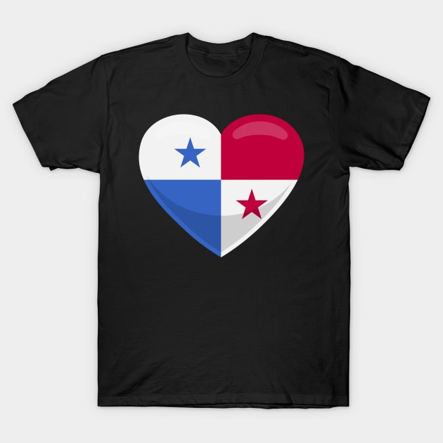 Panama Flag Heart T-Shirt by SunburstGeo